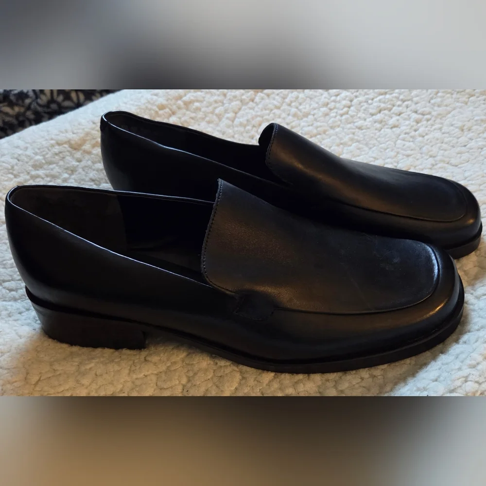 Franco Sarto Men’s Black Leather Loafers Size 13 M | Classic Square Toe Dress...